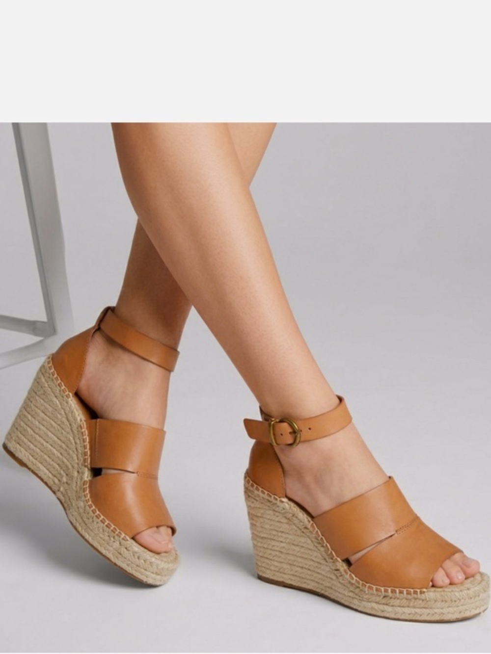 NWT Treasure and Bond Tan Espadrille Wedge Sandals with Ankle Strap